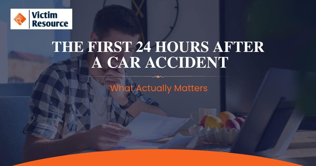 Person reviewing car accident paperwork and insurance documents in Kansas City, Missouri